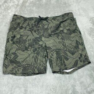 Kirkland Signature Mens Swim Shorts Floral Print Green Size XXL a0250